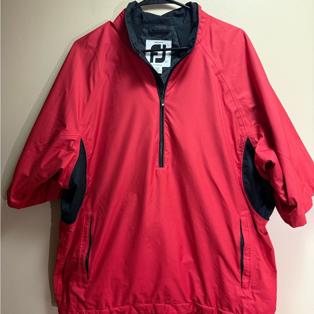 FootJoy DryJoys Golf Wind Jacket L‎ Red Short Sleeve